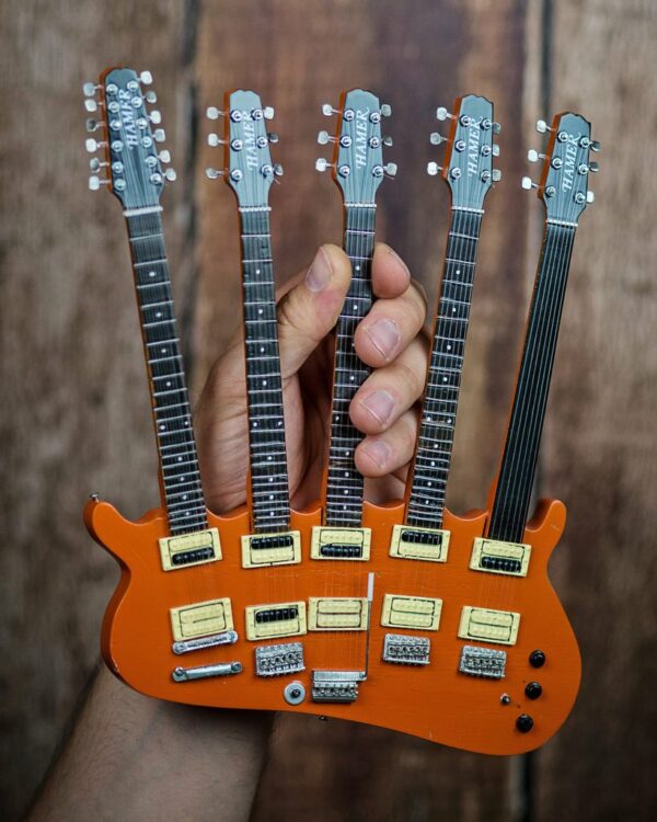 Five-Neck Orange Monster Mini Guitar Replica