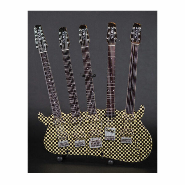 Five-Neck Checkered Mini Guitar Replica Collectible