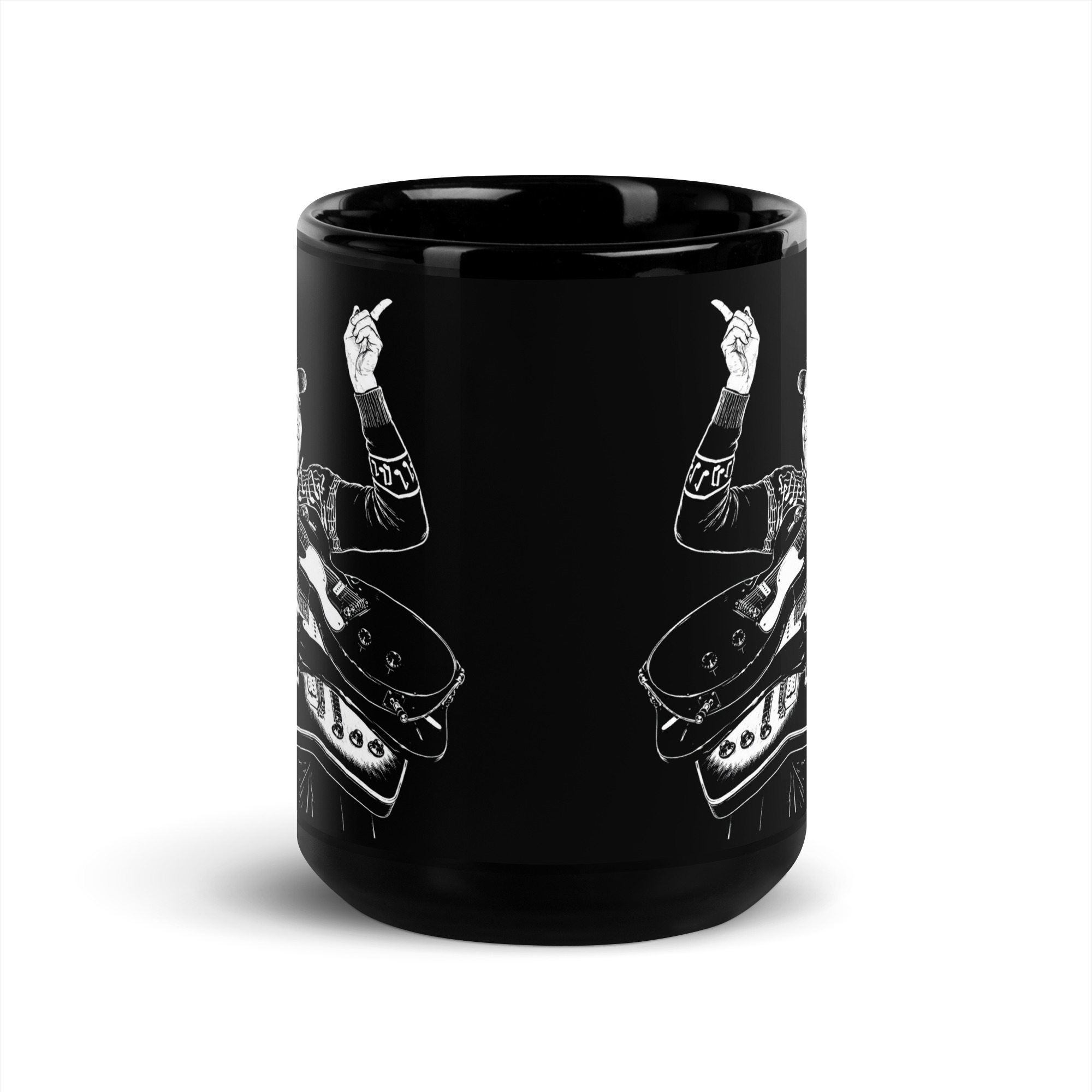 Rick Nielsen Black 15 oz Coffee Mug – Cheap Trick Guitarist Art - Image 3