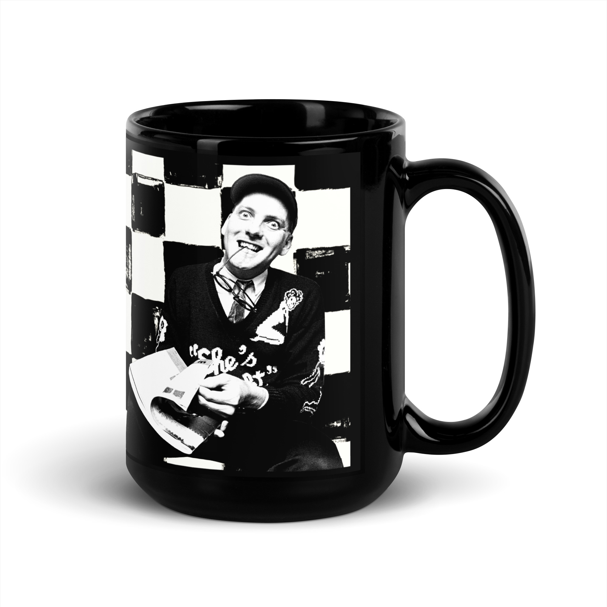 Rick Nielsen Checkerboard 15 oz Black Coffee Mug – Cheap Trick Guitarist