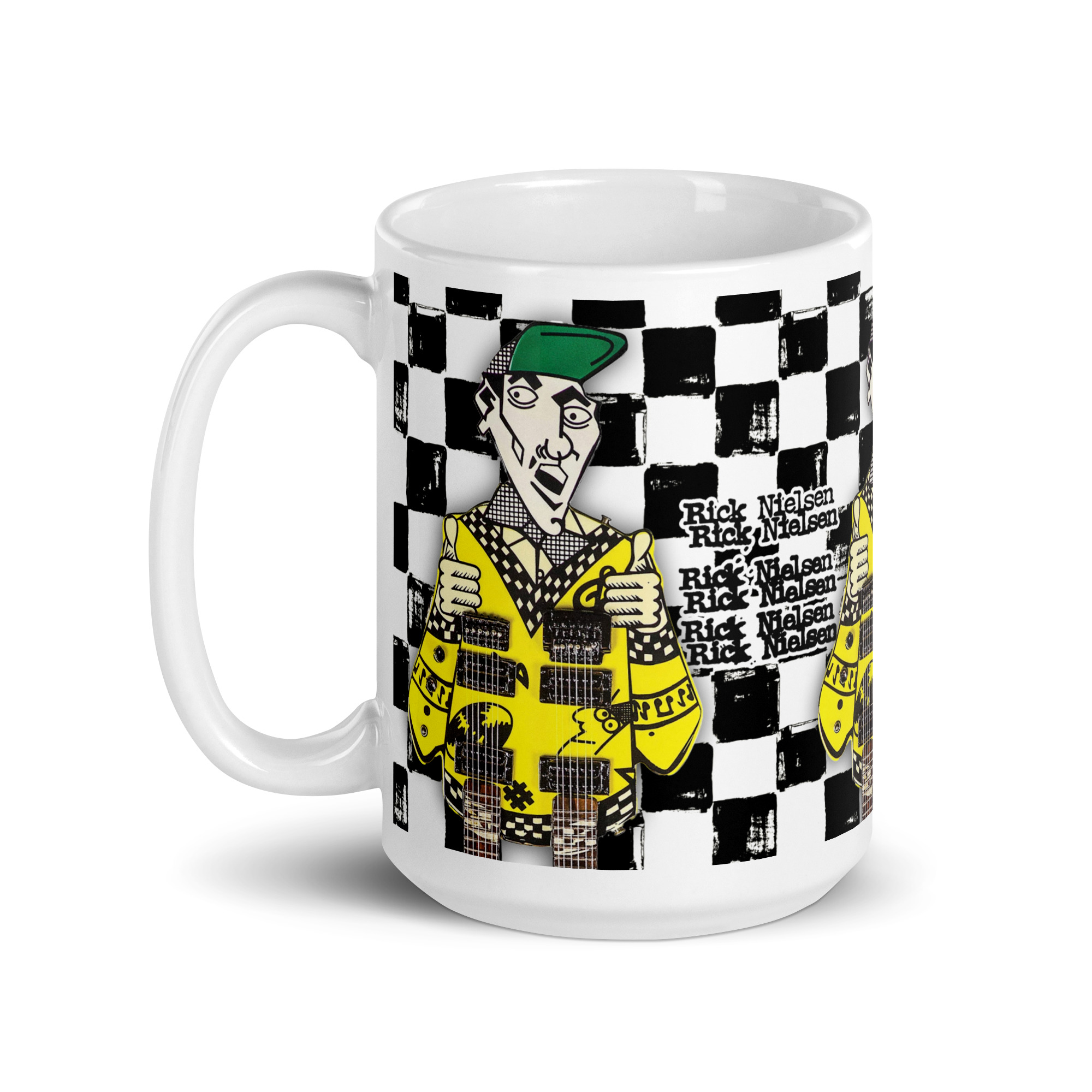 Rick Nielsen Uncle Dick 15 oz White Coffee Mug – Cheap Trick Guitarist - Image 2